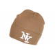 Bonnet New York Marron et Blanc Fashion en Laine Douce Nevy BONNETS Hip Hop Honour