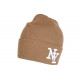 Bonnet New York Marron et Blanc Fashion en Laine Douce Nevy BONNETS Hip Hop Honour