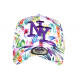 Casquette NY Violette Blanche Fleurs Exotiques Tropicale Baseball Bali CASQUETTES Hip Hop Honour