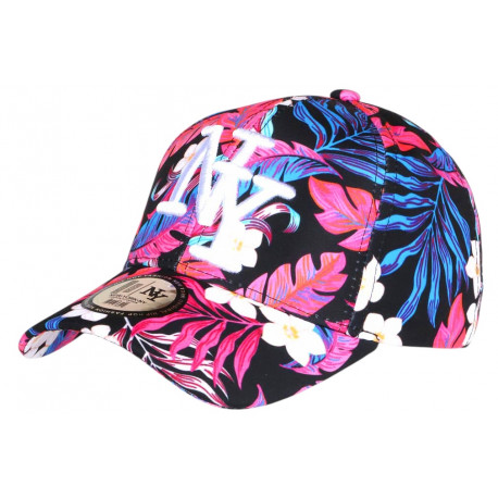 Casquette NY Rose et Noire Fleurs Exotiques Originale Baseball Bali CASQUETTES Hip Hop Honour