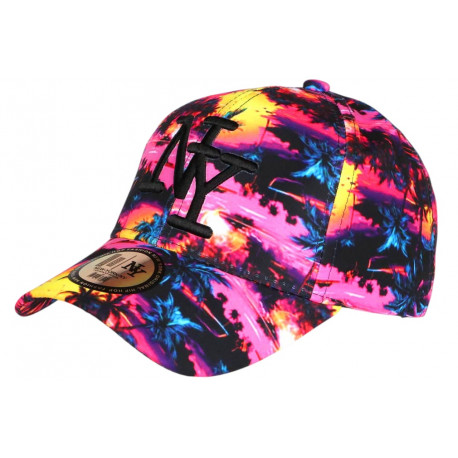 Casquette NY Rose et Bleue Palmiers Beach Night Baseball CASQUETTES Hip Hop Honour