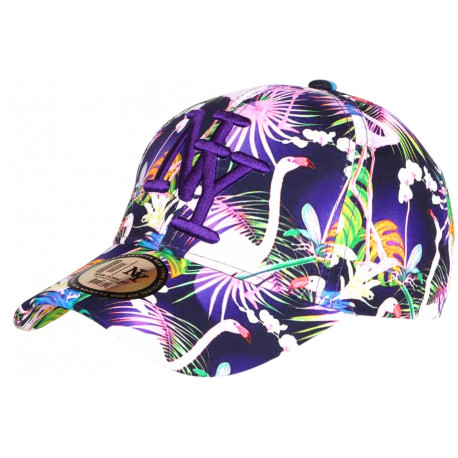 Casquette Flamants Roses Violette Tropicale NY Baseball Flamingo CASQUETTES Hip Hop Honour