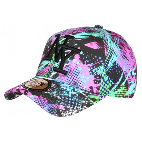 Casquette NY Violette et Turquoise Design Streetwear Jungle Baseball CASQUETTES Hip Hop Honour