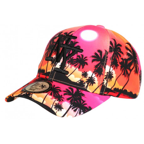 Casquette NY Orange et Rose Tropicale Fashion Baseball Copaka CASQUETTES Hip Hop Honour