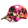 Casquette Enfant Orange Rose Palmiers NY Baseball Copaka 7 a 12 ans