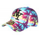 Casquette NY Jaune et Violette Palmiers Tropicale Sunrise Baseball CASQUETTES Hip Hop Honour