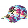 Casquette NY Jaune et Violette Palmiers Tropicale Sunrise Baseball