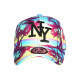 Casquette NY Jaune et Violette Palmiers Tropicale Sunrise Baseball CASQUETTES Hip Hop Honour