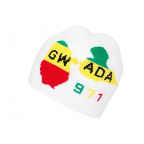 Bonnet Guadeloupe Blanc Gwada 971 Fashion en Laine BONNETS Nyls Création