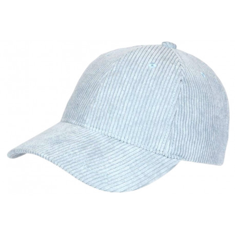 Casquette Baseball Velours Gris Bleu Clair cotele Sneyson CASQUETTES Nyls Création