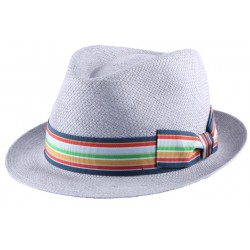 Chapeau Mitch en paille Toyo Gris bleu ANCIENNES COLLECTIONS divers