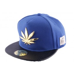 Snapback JBB Couture Bleue avec Feuille Dorée ANCIENNES COLLECTIONS divers