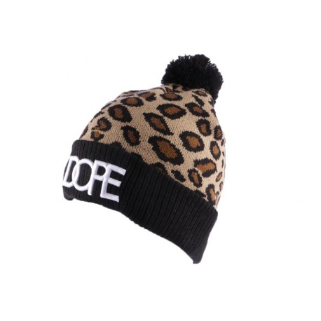 Bonnet Dope Léopard avec pompon ANCIENNES COLLECTIONS divers