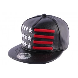 Snapback Noir simili cuir avec Drapeau US ANCIENNES COLLECTIONS divers