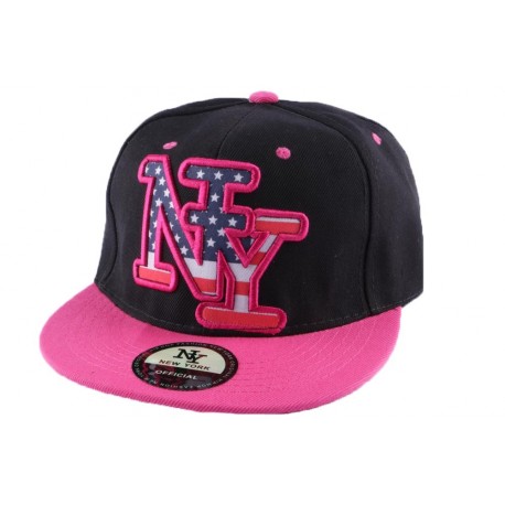 Snapback NY Noire et visière Rose ANCIENNES COLLECTIONS divers