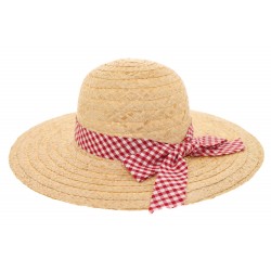 Chapeau paille été naturel avec carreaux vichy ANCIENNES COLLECTIONS divers