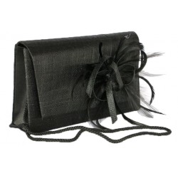 Pochette Cérémonie Falbala Sisal noir avec fleur noir ANCIENNES COLLECTIONS divers