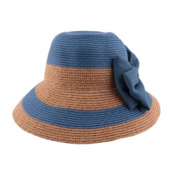 Chapeau paille Vésuve en mottled bleu et naturel ANCIENNES COLLECTIONS divers