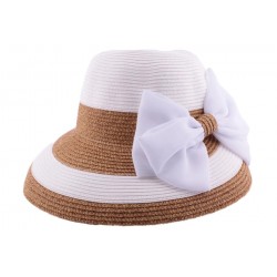 Chapeau paille Vésuve en mottled blanc et naturel ANCIENNES COLLECTIONS divers