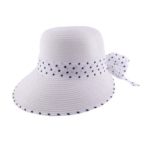 Chapeau paille Vulcano en mottled blanche pois noir ANCIENNES COLLECTIONS divers