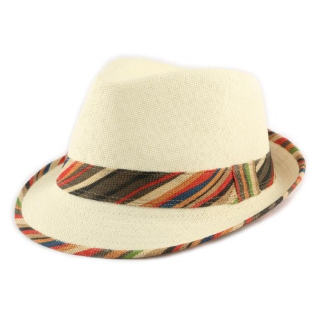 Chapeau Paille Hermy Beige Rouge ANCIENNES COLLECTIONS divers