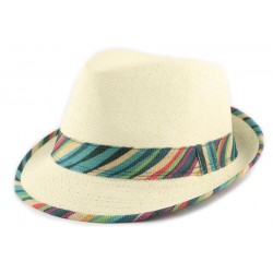 Chapeau Paille Hermy Beige Bleu ANCIENNES COLLECTIONS divers