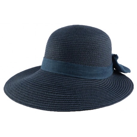 Chapeau Paille Zely en mottled Bleue Marine ANCIENNES COLLECTIONS divers