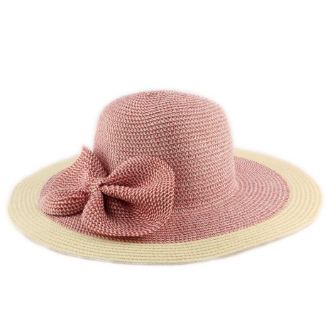 Chapeau paille Lubly Rouge et crème ANCIENNES COLLECTIONS divers