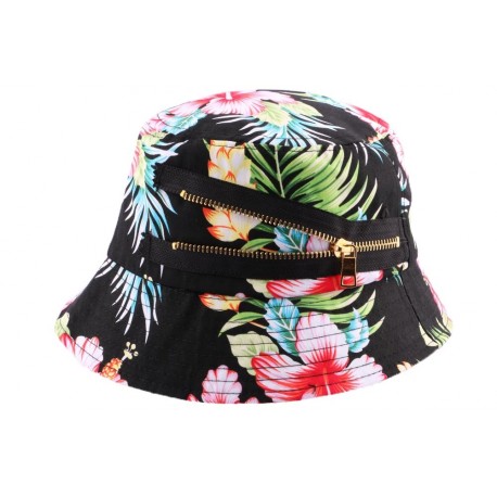 Bob streetwear noir Floral avec ZIP ANCIENNES COLLECTIONS divers