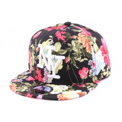 Snapback NY Noir à Fleurs Rouges ANCIENNES COLLECTIONS divers