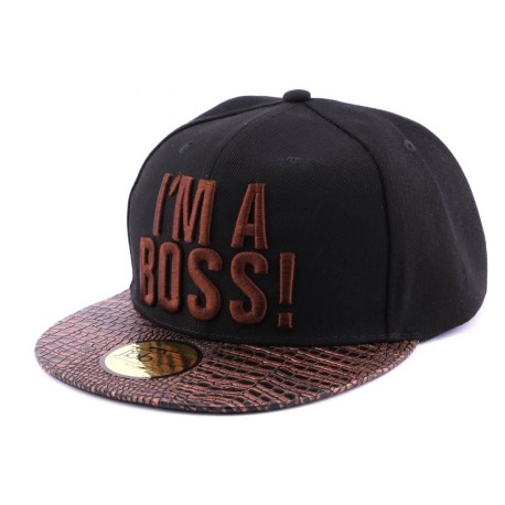 Snapback JBB Couture I'm a Boss Marron visière croco ANCIENNES COLLECTIONS divers