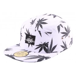 Casquette 5 Panel JBB Couture Blanche Feuilles Noires ANCIENNES COLLECTIONS divers