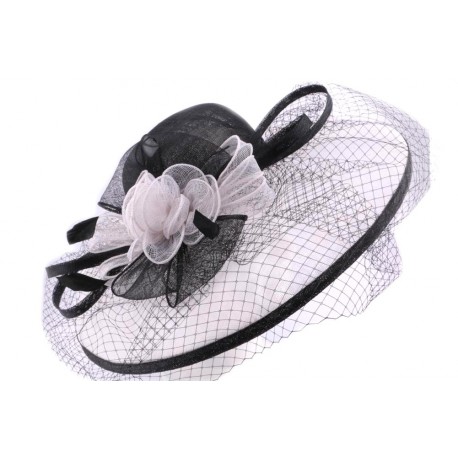 Chapeau Mariage Falyne Noir et Blanc en Sisal ANCIENNES COLLECTIONS divers