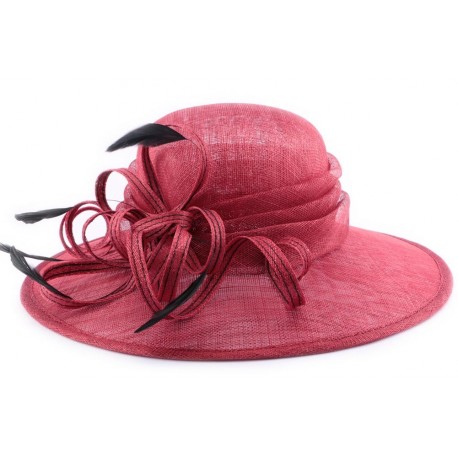 Chapeau Mariage Angly Bordeaux et Noir en sisal ANCIENNES COLLECTIONS divers